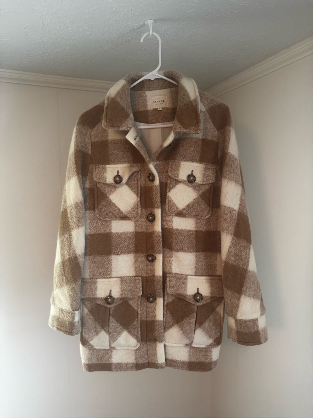 Sezane Paulin Coat Camel Écru - Size 38